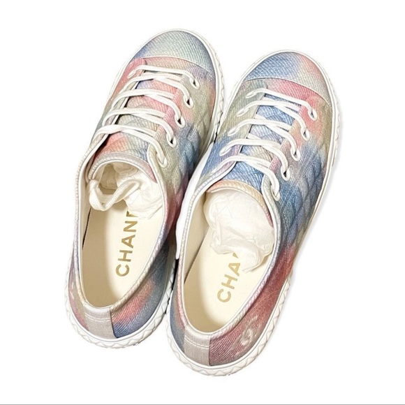 Authentic CHANEL Tie Dye Printed Canvas Multicolor Sneakers NWT - Picture 6 of 8